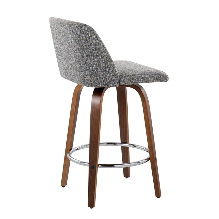 Toriano - Mid-Century Modern Fixed Height Counter Stool With Round Footrest (Set of 2)