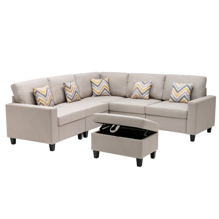 Nolan - Fabric 6 Piece Sectional Sofa With Pillows And Interchangeable Legs