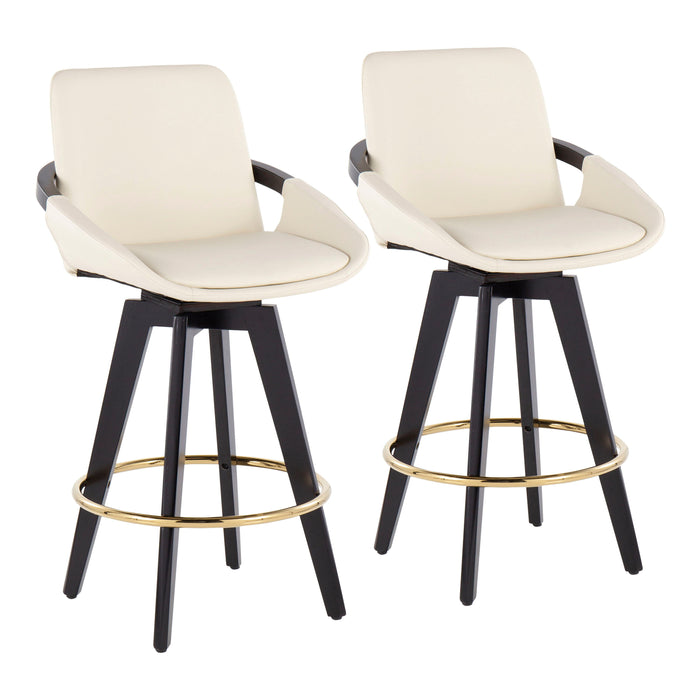 Cosmo - Contemporary Fixed Height Counter Stool With Swivel With Round Footrest (Set of 2)