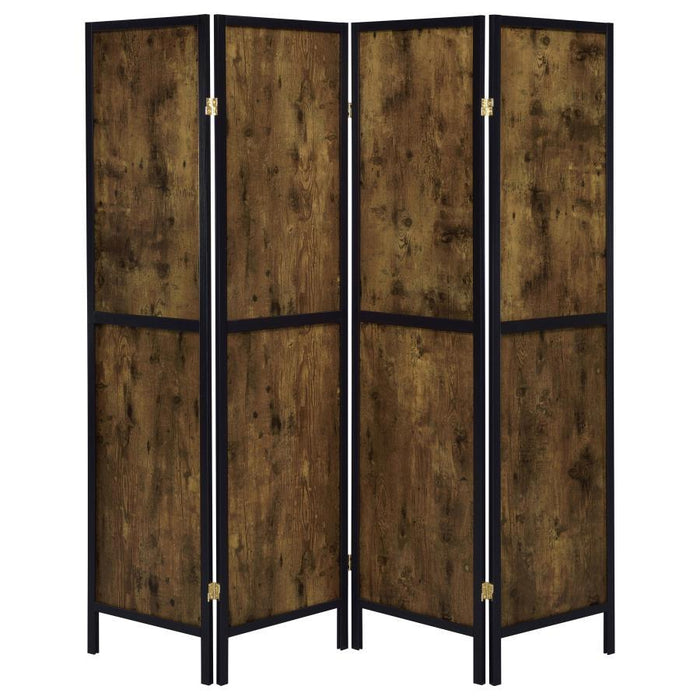 4-panel Folding Screen Antique Nutmeg And Black