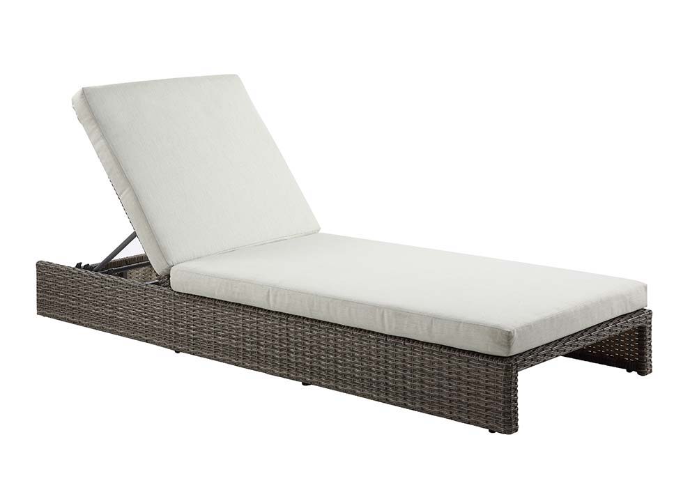 Salena - Patio Lounge Chair - Beige Fabric & Gray Finish - 8"