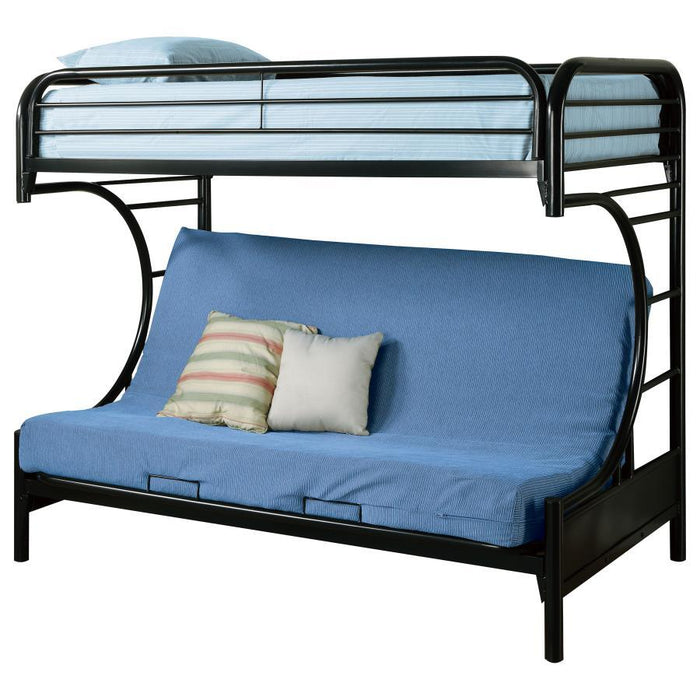 Montgomery Futon Bunk Bed - Montgomery Twin Over Futon Bunk Bed Glossy Black