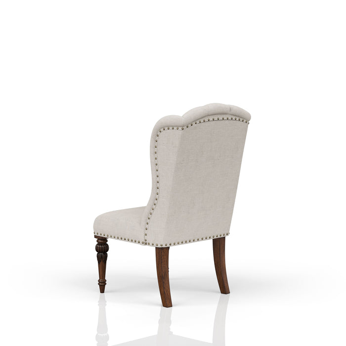 Upholstered Wing Host Chair - Light Gray