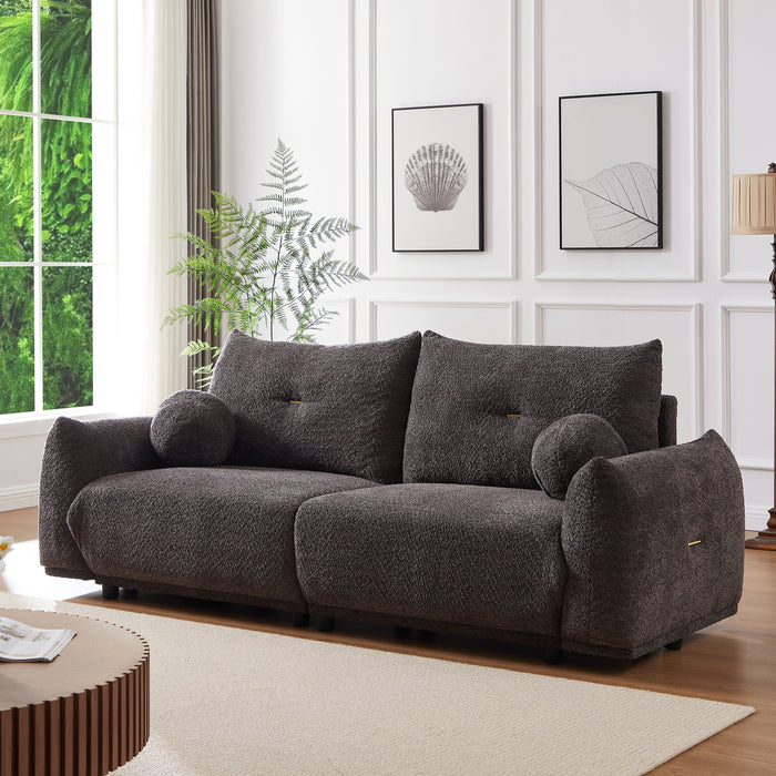 Lamb's Wool 2-Seater Cushion Sofa 90'' Comfortable Sofa For Living Room Bedroom And Other Casual Spaces Lamb's Wool Sofa With 2 Cushions And 2 Ball Pillows