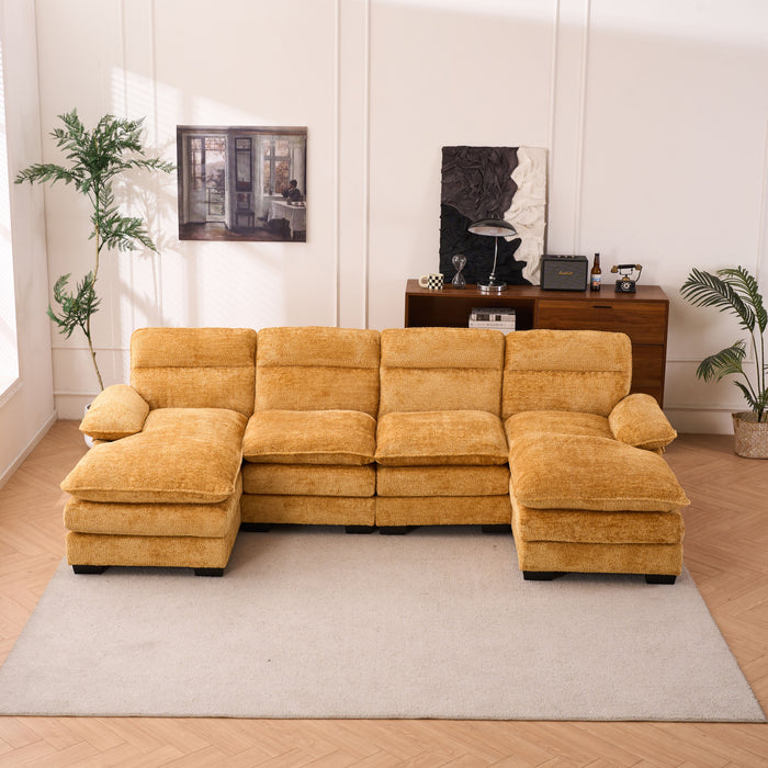 U-Shaped Profile Sofa, Including Two Single Seats And Two Chaise, Modular Sofa, Chenille Sofa