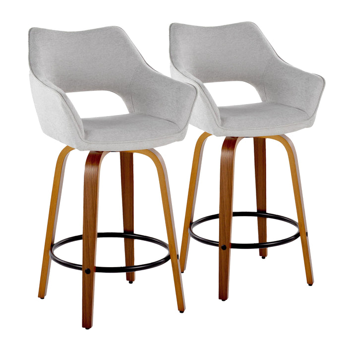 Mustang - Contemporary Fixed Height Counter Stool With Swivel With Round Footrest (Set of 2)