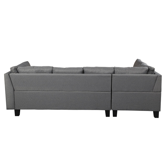 Sectional Sofa Set For Living Room With Right Hand Chaise Lounge And Storage Ottoman - Gray