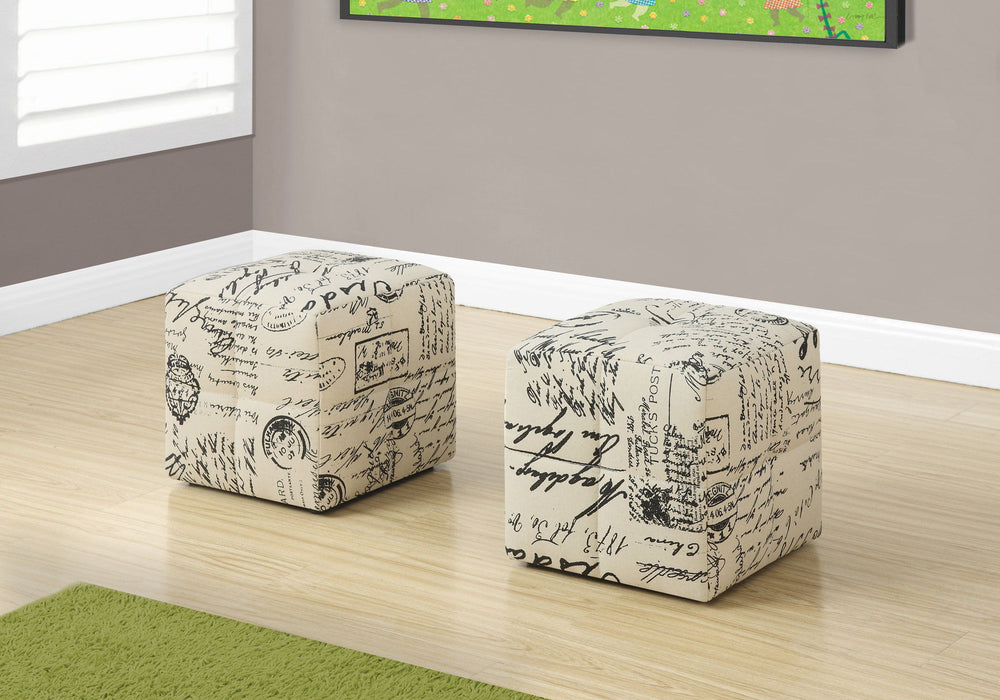 Pouf, Footrest, Foot Stool, Transitional (Set of 2) - Beige