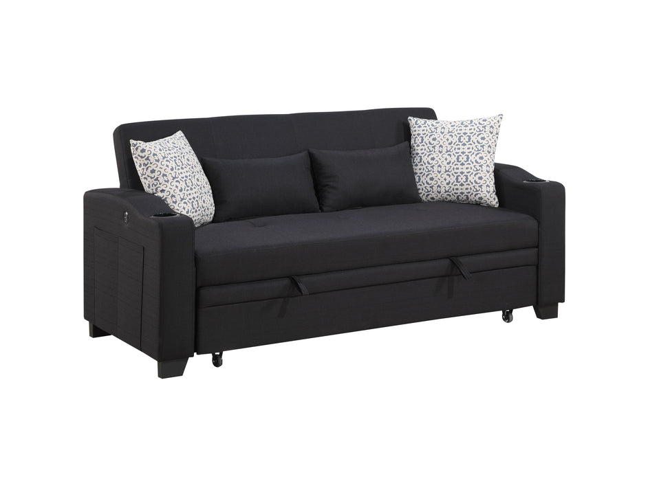 Bennett - 71"W Fabric Convertible Sleeper Loveseat with USB Charger and Cupholders