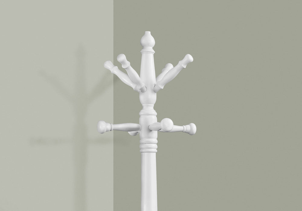 Coat Rack, Hall Tree, Free Standing, 11 Hooks, Entryway, 73"H, Transitional - White