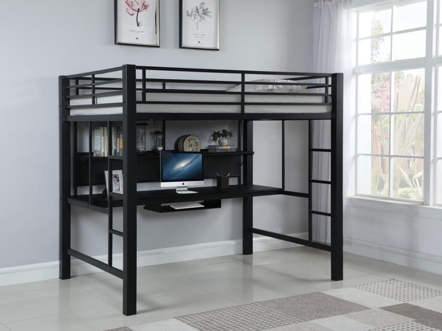 Avalon Workstation Loft Bed - Avalon Full Workstation Loft Bed Black