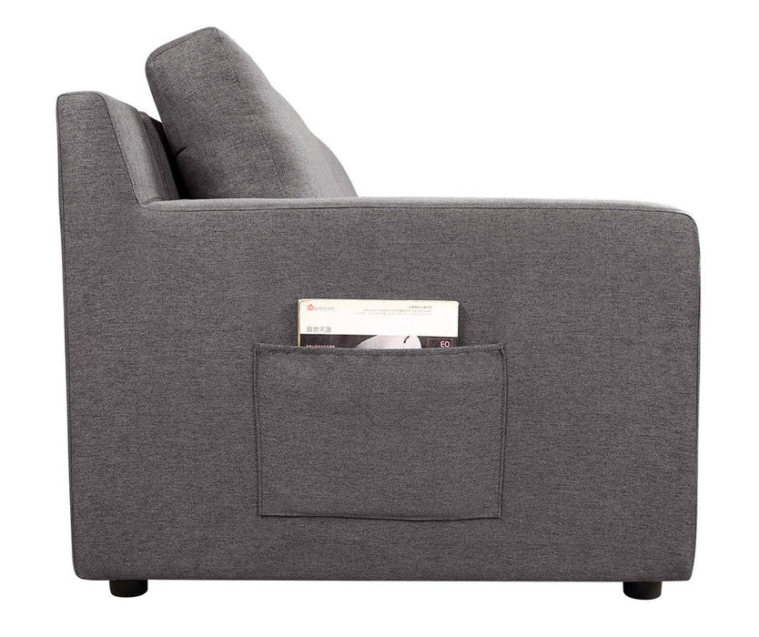 Waylon - 4 Seater Linen Sectional Sofa Chaise With Pocket - Gray