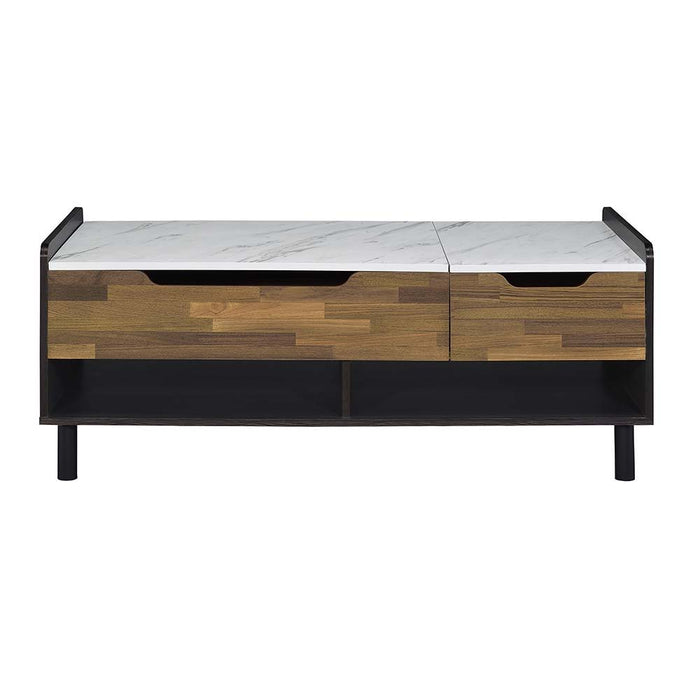 Axel - Coffee Table - Marble, Walnut & Black Finish