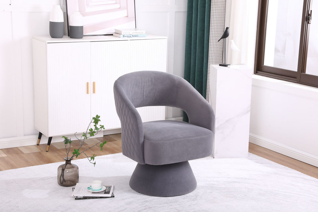 Swivel Accent Chair Armchair, Round Barrel Chair For Living Room Bedroom - Teddy Fabric