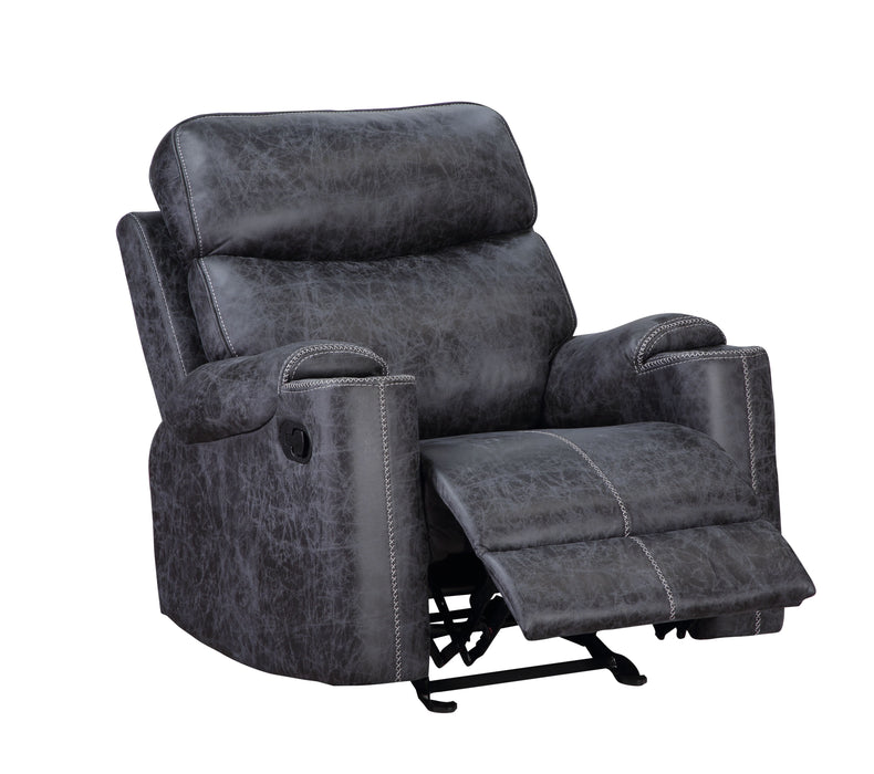 Hirah - Microfiber Manual Recliner Chair With Cupholder Function - Dark Gray