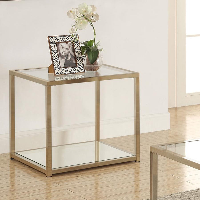 End Table With Mirror Shelf Chocolate Chrome