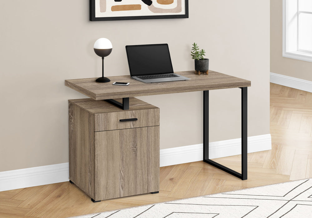 Computer Desk, Home Office, Laptop, Left, Right Set-Up, Storage Drawers, Work, Contemporary, Modern - Taupe