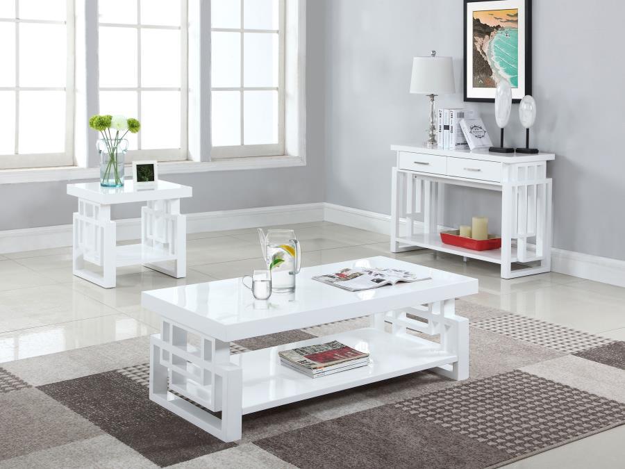 Rectangular End Table High Glossy White