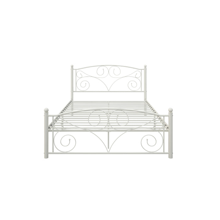 Full With Metal Frame Bed - White