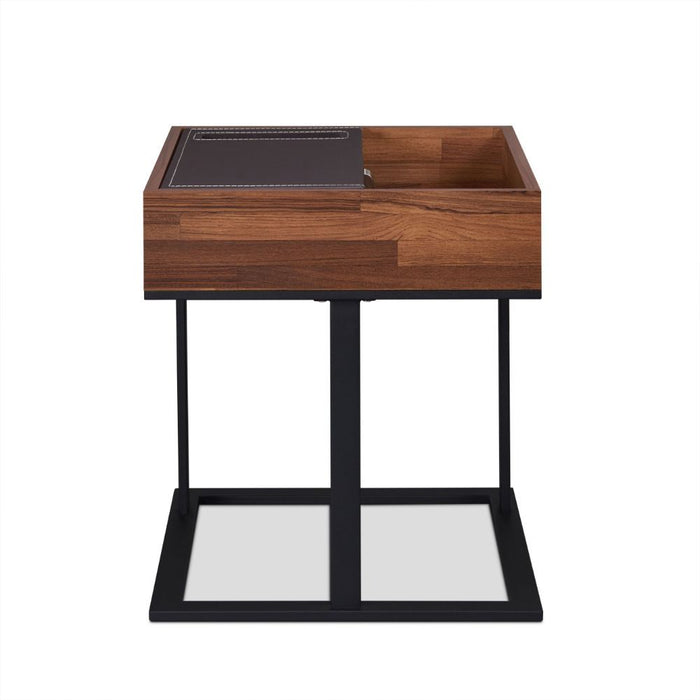 Sara - I - I End Table - Espresso PU, Walnut & Sandy Black