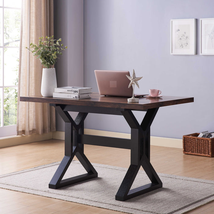 Dining Table With Metal Frame - Distressed Wood & Black