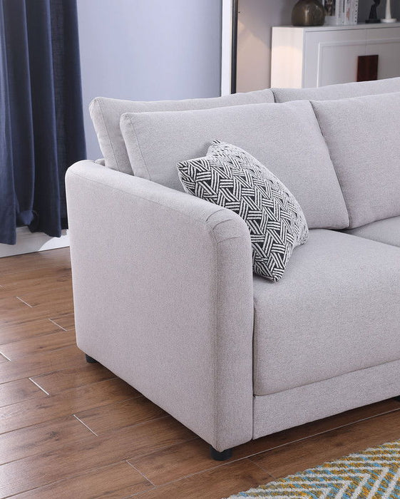 Penelope - Linen Fabric Sofa With Pillows - Light Gray