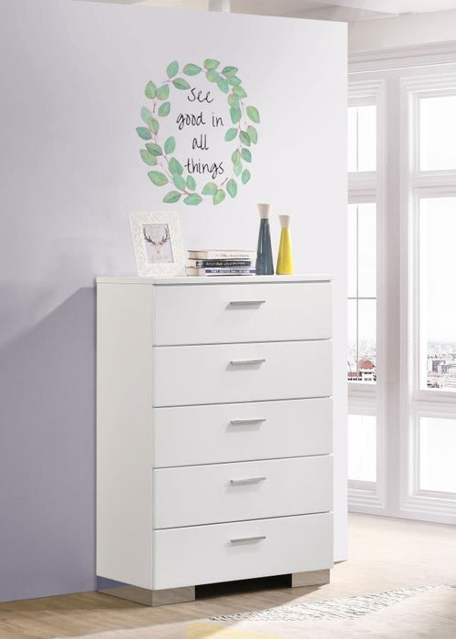 Felicity Collection - Felicity 5-drawer Chest Glossy White