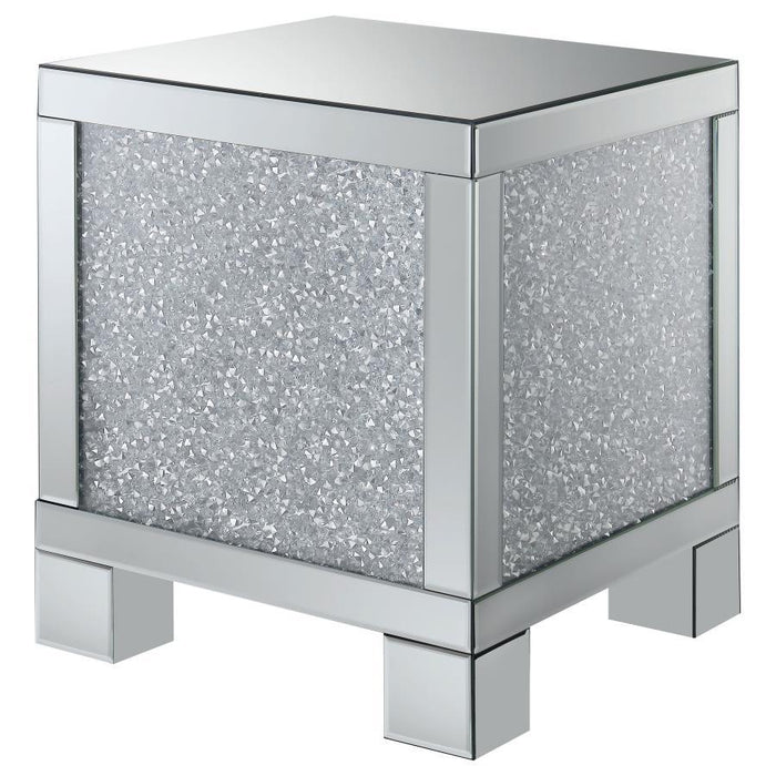 Layton Square End Table Silver And Clear Mirror