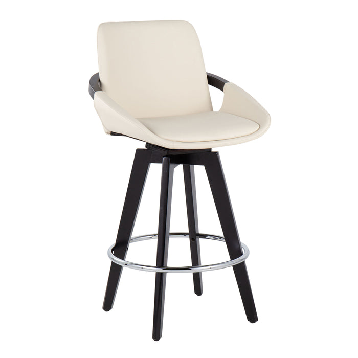 Cosmo - Contemporary Fixed Height Counter Stool With Swivel And Round Footrest (Set of 2)