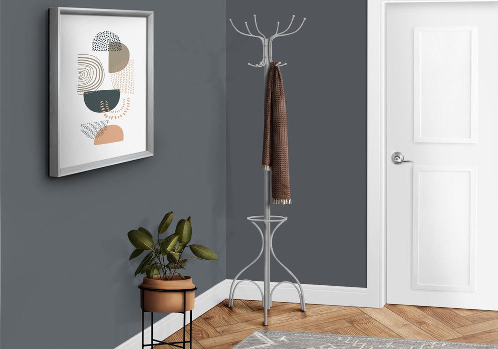 Coat Rack, Hall Tree, Free Standing, 12 Hooks, Entryway, 70"H, Umbrella Holder, Contemporary & Modern