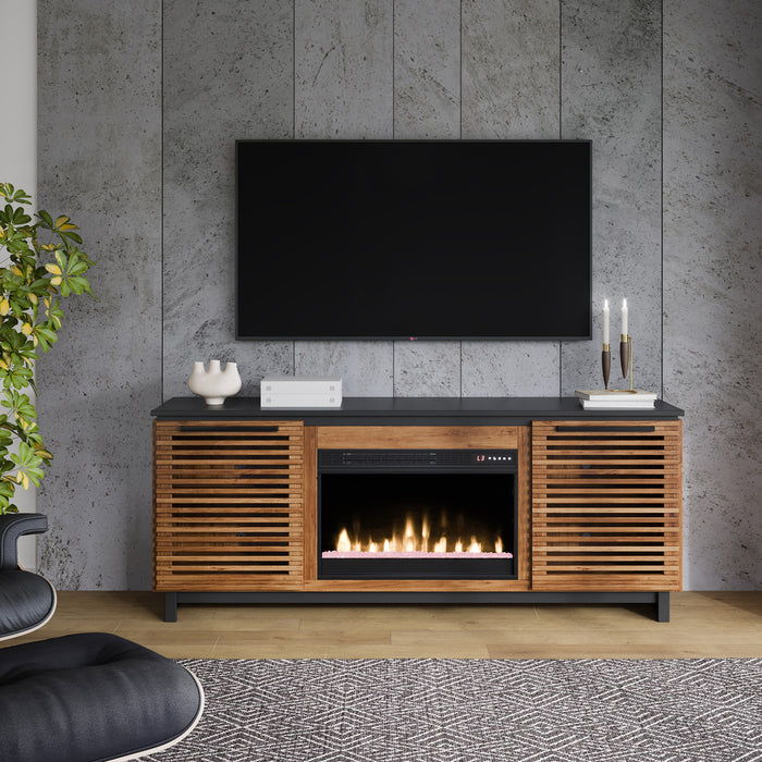 Graceland - 69" Fireplace TV Stand - Black / Bourbon