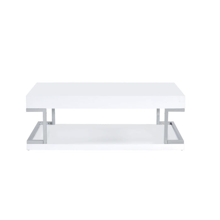 Aspers Coffee Table - White High Gloss & Chrome