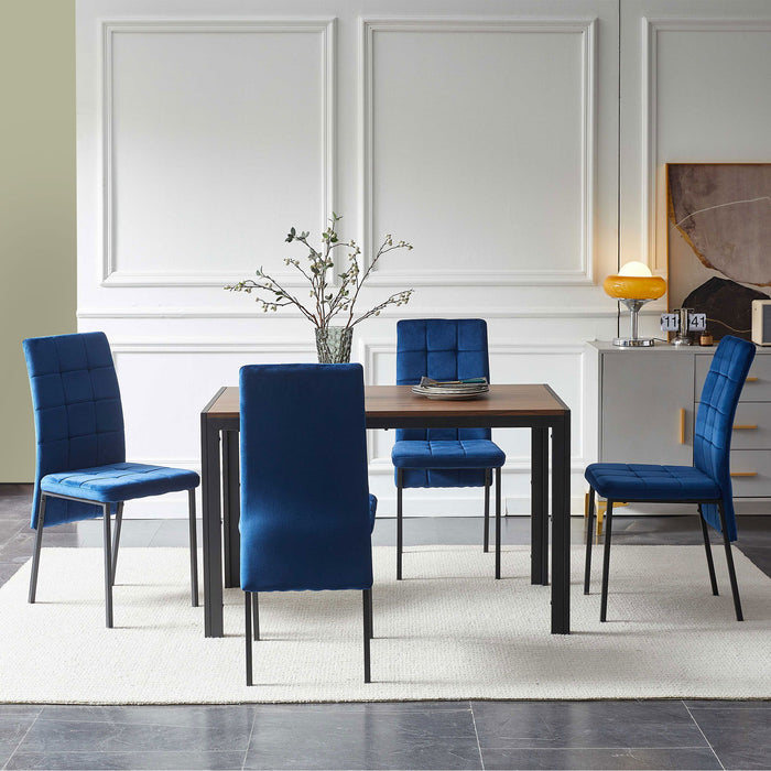 5 Piece Dining Set Including Velvet High Back Nordic Dining Chair & Creative Design Dining Table