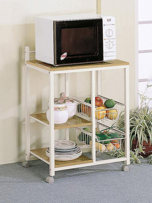 Dining: Kitchen Carts - 2-shelf Kitchen Cart Natural Brown And White