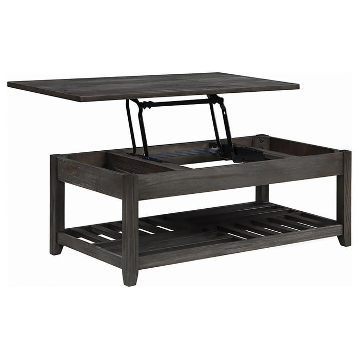 Lift Top Coffee Table With Storage Cavities Grey