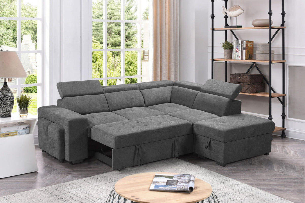 Henrik - Sleeper Sectional Sofa With Storage Ottoman And 2 Stools