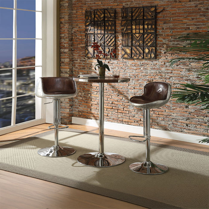 Brancaster - Bar Table - Retro Brown Top Grain Leather & Aluminum