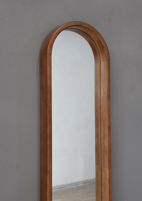 Decorative Rubber Frame Mirror With Elongated Oval Frame - Brown