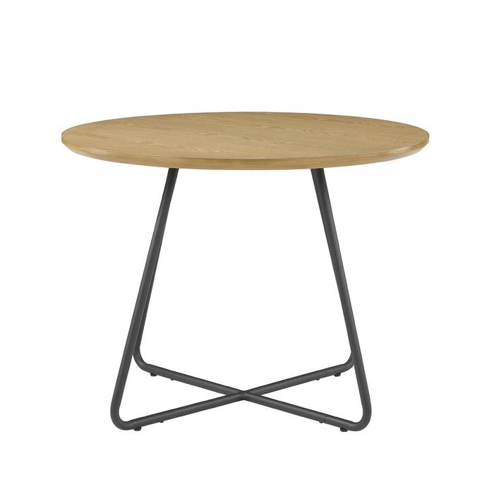 Modern Curved X Base Round Dining Table - English Ash