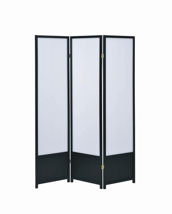 3-panel Folding Floor Screen Translucent And Black