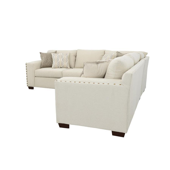 Aria L-shaped Sectional With Nailhead Oatmeal