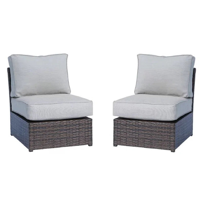 2 Person Seating Set With Cushions - Brown / Gray