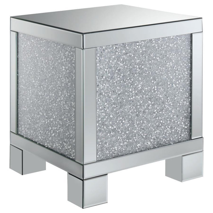 Layton Square End Table Silver And Clear Mirror