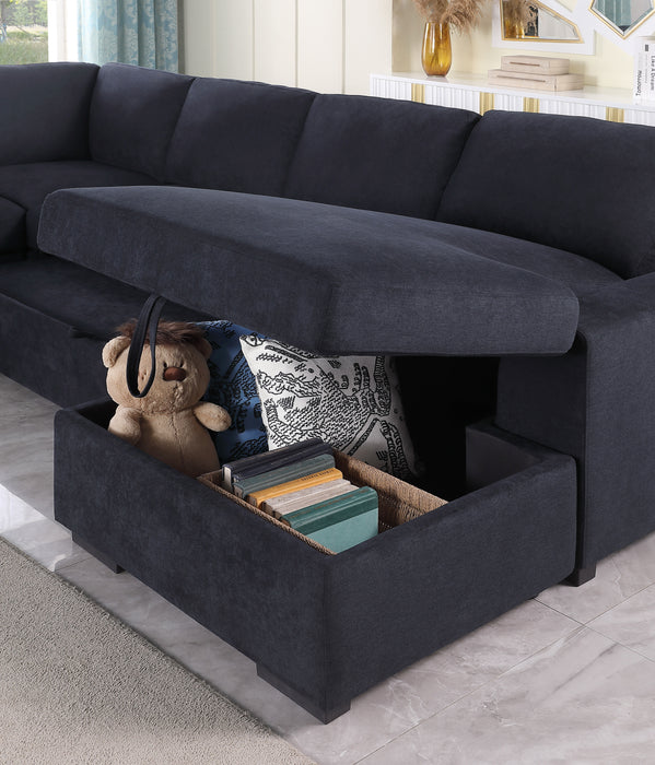 Selene II - Woven Fabric Sleeper Sectional Sofa With Right Facing Storage Chaise - Dark Gray