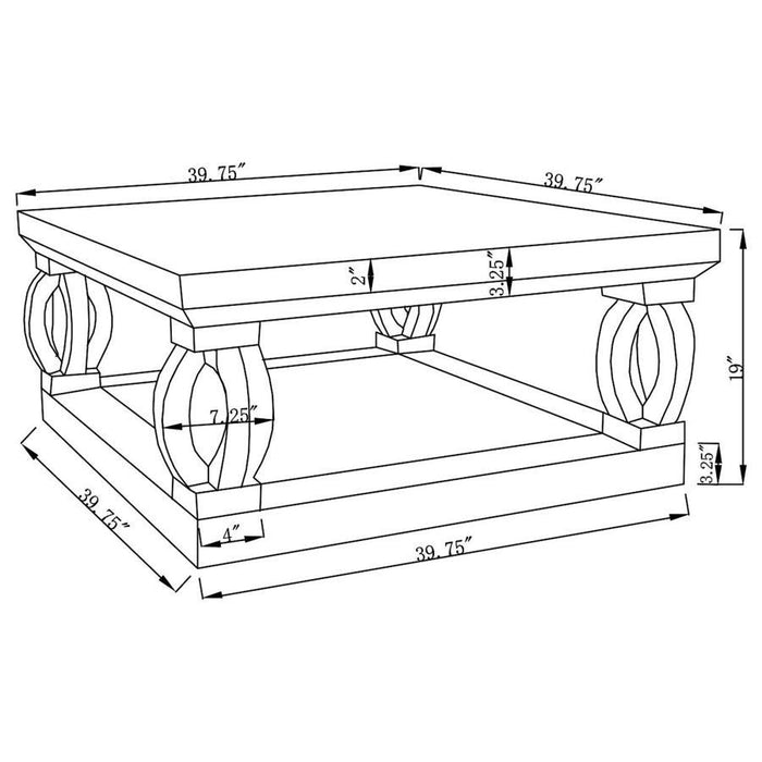 Avonlea Square Coffee Table With Lower Shelf Clear Mirror