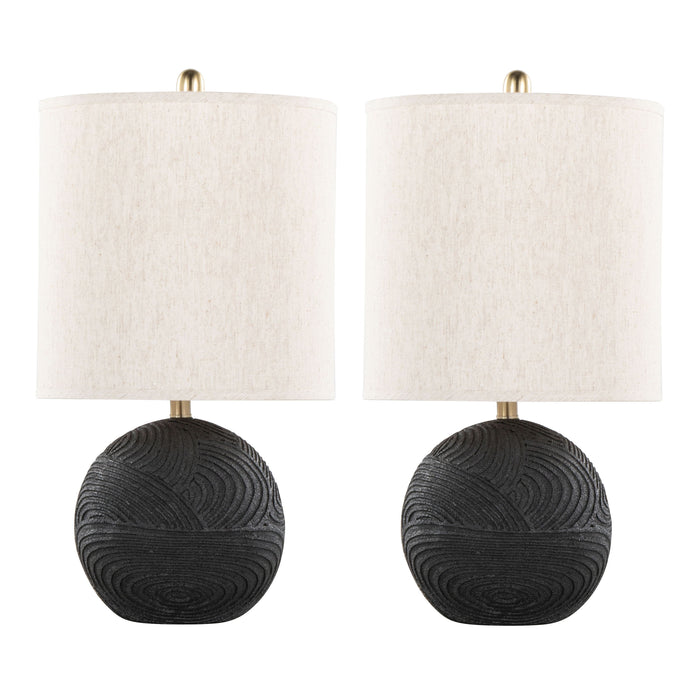 Kona - Contemporary Table Lamp (Set of 2) - Matte Black / Natural