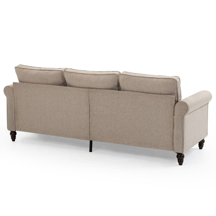 3 Seater Loveseat Sofa, Mid-Century Modern Couches For Living Room, Button Tufted Sofa - Light Beige