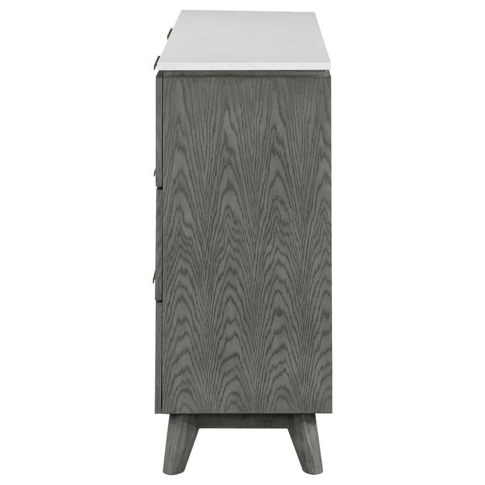 Nathan - 6-Drawer Dresser - White Marble And Gray