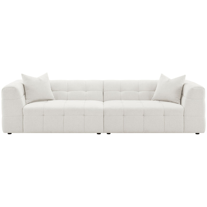 Everly - Boucle Upholstered Extra Long Sofa - White