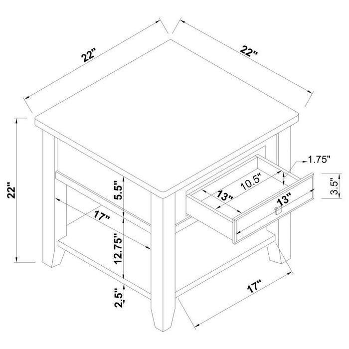 Square 1-shelf End Table Walnut